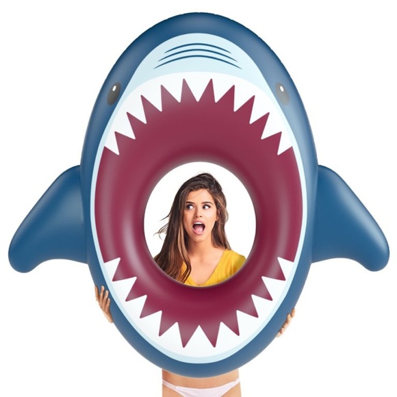 Jasonwell Inflatable Shark Pool Float Shark Floaties Water Fun Summer Beach - Picture 5 of 6